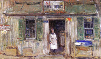 News Depot at Cos Cob - Childe Hassam reproduction oil painting