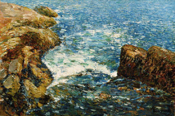 Surf and Rocks 1906 - Childe Hassam reproduction oil painting