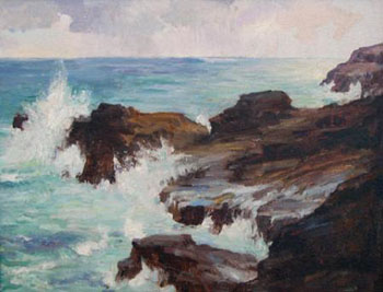 Blow Hole Honolulu - Joseph Henry Sharp reproduction oil painting