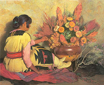 Crucita A Taos Indian Girl - Joseph Henry Sharp reproduction oil painting