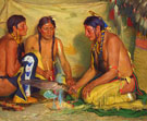 Making Sweet Grass Medicine Blackfoot Ceremony c1920 - Joseph Henry Sharp reproduction oil painting