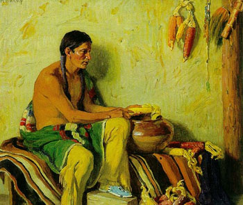 Shelling Corn - Joseph Henry Sharp reproduction oil painting