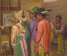 Studio Visitors - Joseph Henry Sharp reproduction oil painting