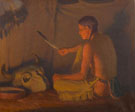 Twilight Indian Brave - Joseph Henry Sharp reproduction oil painting