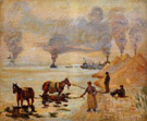 Horses in the Sand Ivry - Armand Guillaumin reproduction oil painting