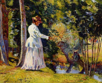 Madame Guillaumin Fishing 1894 - Armand Guillaumin reproduction oil painting