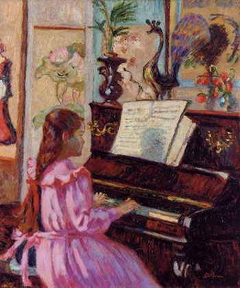 Young Girl at Piano - Armand Guillaumin reproduction oil painting