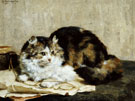 A Tabby Cat 1920 - Charles Van Den Eycken reproduction oil painting