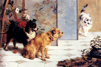 Playful Friends 1892 - Charles Van Den Eycken reproduction oil painting