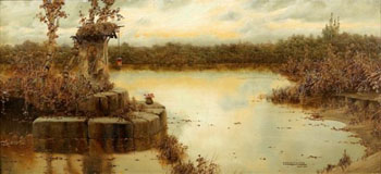 On the Banks of the Lake - Enrique Serra Y Auque reproduction oil painting