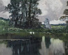 Swans on a Pond - Enrique Serra Y Auque reproduction oil painting