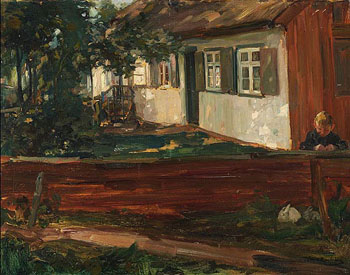 Bauernhaus Mit Junge 1900 - Hans Looschen reproduction oil painting