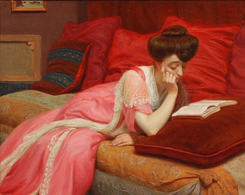 The Artists Wife Reading - Henry Bouvet reproduction oil painting