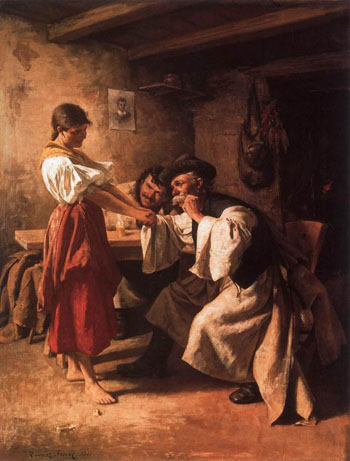 Wooers 1881 - Imre Revesz reproduction oil painting
