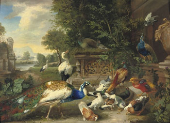 A Feathered Feast - Julius Scheurer reproduction oil painting