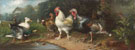 Federvieh Am Dorfteich - Julius Scheurer reproduction oil painting