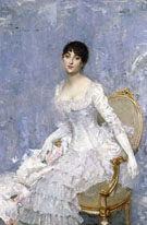 Young Lady in White Around 1880 - Paul Cesar Helleu reproduction oil painting