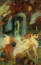 Jeunes Femmes A La Vasque Allegorie De Lautomne - Paul Jean Gervais reproduction oil painting