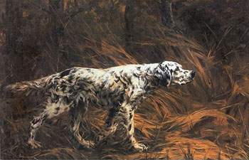 English Setter in a Field 1900 - Percival Leonard Rosseau reproduction oil painting