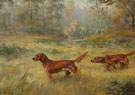 Irish Setters on Point - Percival Leonard Rosseau reproduction oil painting