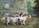 Three Setters on Point - Percival Leonard Rosseau reproduction oil painting