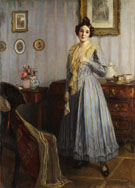 Junge Frau Im Biedermeier Interiur 1917 - Robert Scheffer reproduction oil painting