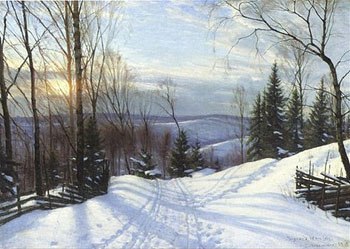 Winter Landscape 1919 - Sigvard Marius Hansen reproduction oil painting