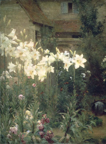 A Cottage Garden - Walter Frederick Osborne reproduction oil painting