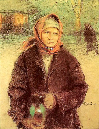 Dziewczyna a Dzbanem 1900 - Teodor Axentowicz reproduction oil painting
