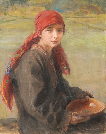 Hustsul Girl - Teodor Axentowicz reproduction oil painting