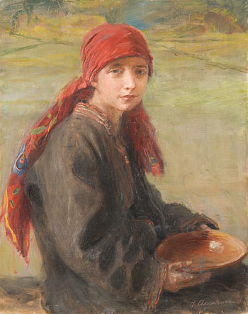 Hustsul Girl - Teodor Axentowicz reproduction oil painting