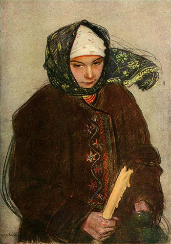Jeune Paysanne Ruthenienne - Teodor Axentowicz reproduction oil painting