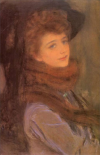Kobieta W Futrze 1906 - Teodor Axentowicz reproduction oil painting