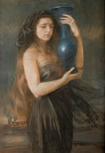 Niebieskim Dzbanem 1904 - Teodor Axentowicz reproduction oil painting