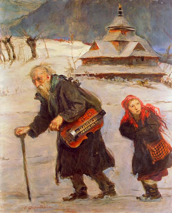 The Lyrist and His Daughter 1900 - Teodor Axentowicz reproduction oil painting