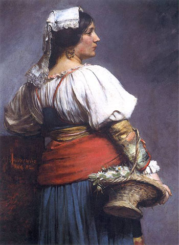 Wloska Kwiaciarka 1882 - Teodor Axentowicz reproduction oil painting