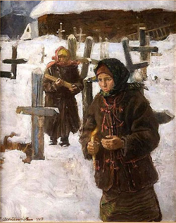 Zaduszki - Teodor Axentowicz reproduction oil painting