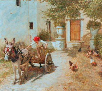 A Farmyard Scene - Henry Herbert La Thangue reproduction oil painting