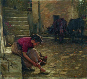 Going Out with The Cows - Henry Herbert La Thangue reproduction oil painting