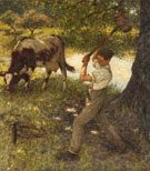 Stumping The Cow - Henry Herbert La Thangue reproduction oil painting