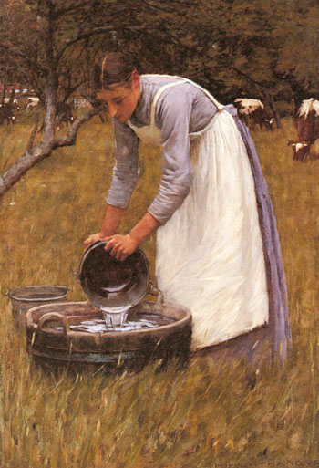 Watering The Cows - Henry Herbert La Thangue reproduction oil painting