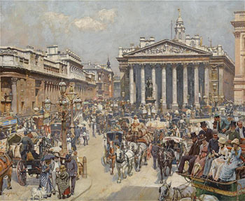 The Bank and the Royal Exchange A 1887 - William Logsdail reproduction oil painting