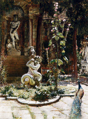 The Garden of the Palazzo Malipiero 1882 - William Logsdail reproduction oil painting