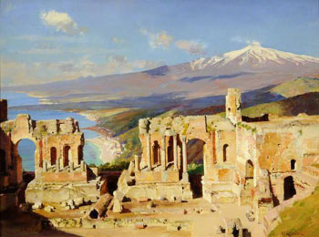 The Greek Theatre Taormina Sicily - William Logsdail reproduction oil painting