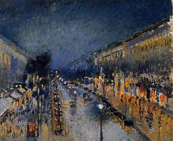 The Boulevard Montmartre at Night 1897 - Camille Pissarro reproduction oil painting