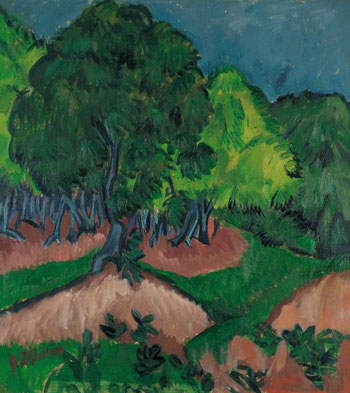 Landscape with Chestnut Tree 1913 - Ernst Kirchner reproduction oil painting