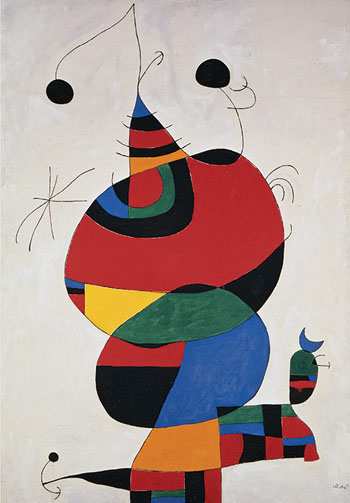 Woman, Bird and Star (Homage to Picasso), - Joan Miro reproduction oil painting