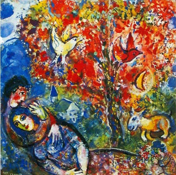 The Enamoured - Marc Chagall reproduction oil painting