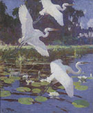 Herons and Lilies 1934 - Frank Weston Benson reproduction oil painting