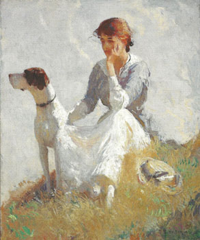 Girl with a Dog 1914 - Frank Weston Benson reproduction oil painting